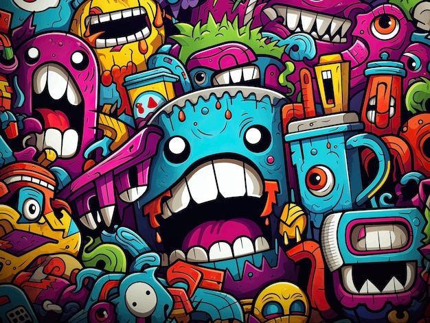 seamless pattern with monsters