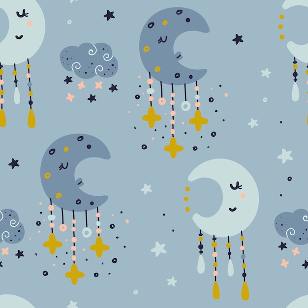 Seamless pattern with moon.