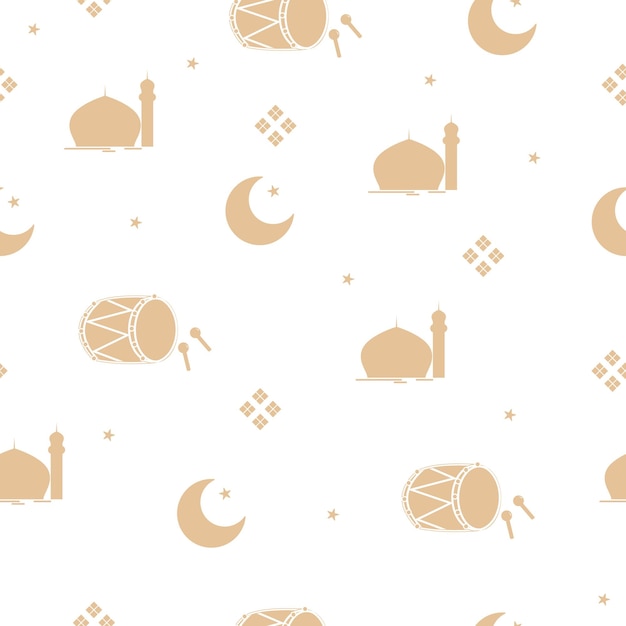 Seamless pattern with a mosque and a crescent moon Ramadan Islamic pattern background