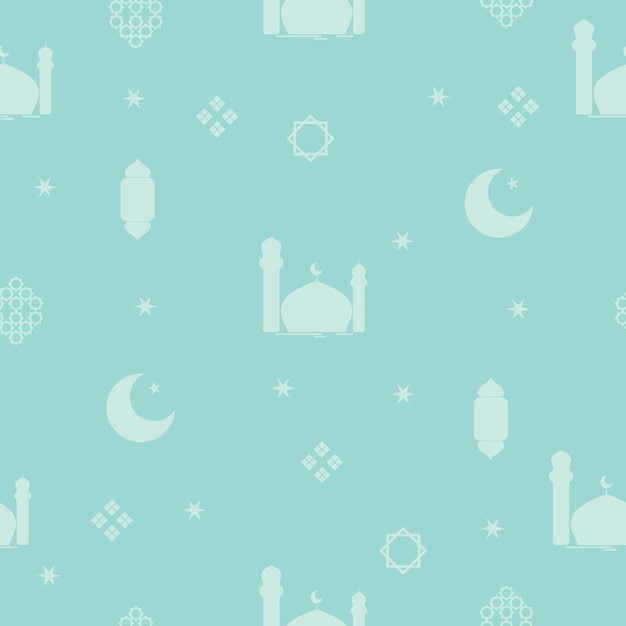 Seamless pattern with a mosquemoon and lantern Ramadan kareem background Islamic background