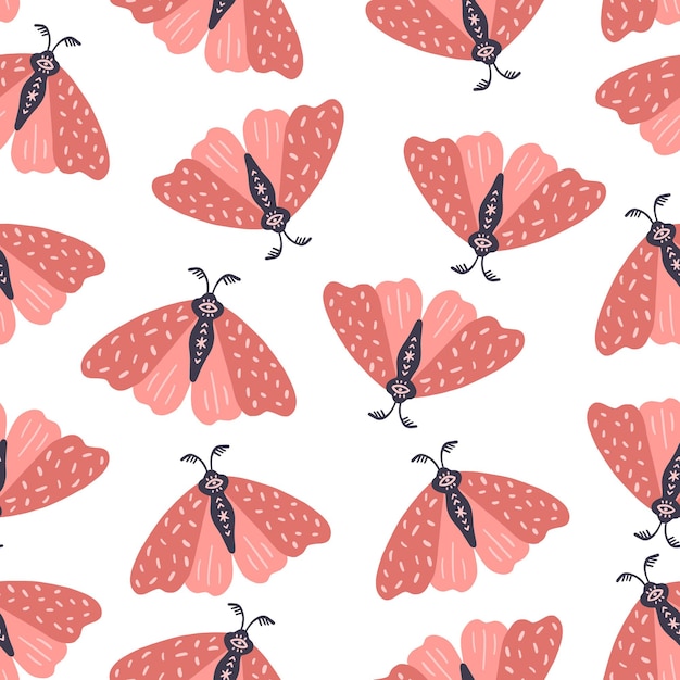 Seamless pattern with moth. hand drawn vector illustration. magic concept for textile, wrapping.