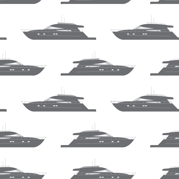 Seamless pattern with motor yachts.