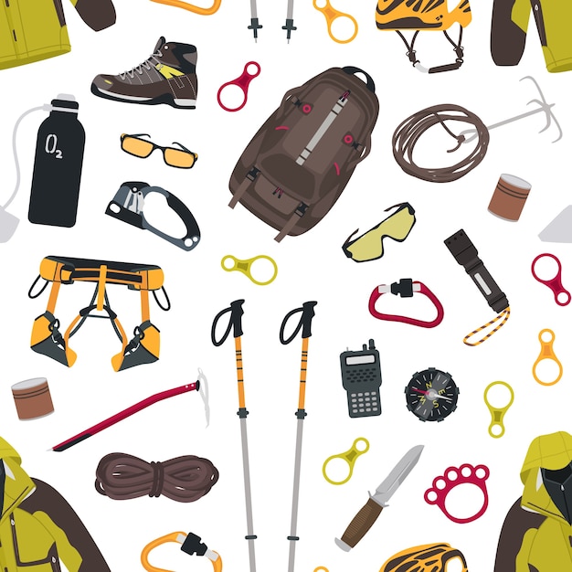 Premium Vector  Seamless pattern with mountaineering and