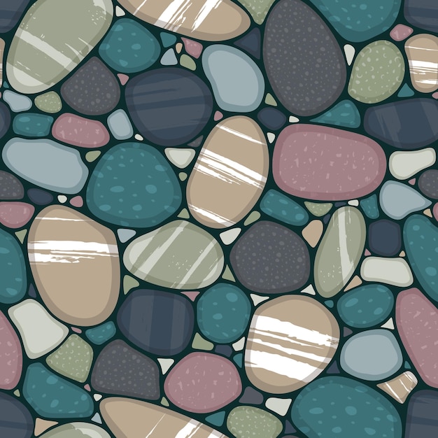 Seamless pattern with multi-colored stones in the vector