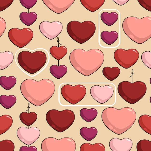 Seamless pattern with multicolored hearts