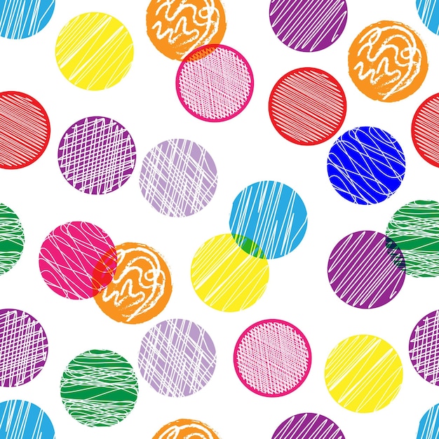 Seamless pattern with multicolored shaded circles flat design