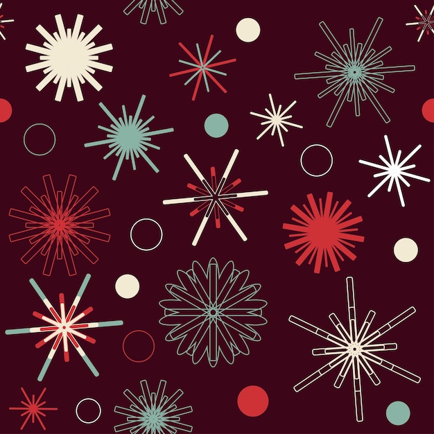 Seamless pattern with multicolored snowflakes on a dark background Pattern for wrapping paper