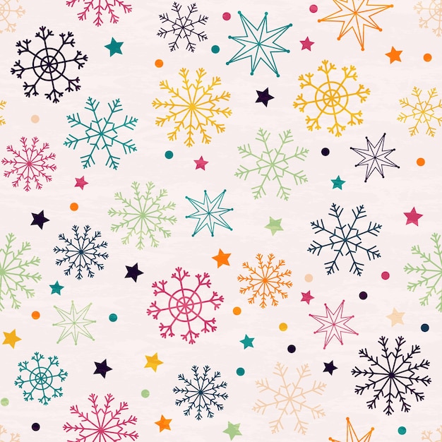 Seamless pattern with multicolored snowflakes