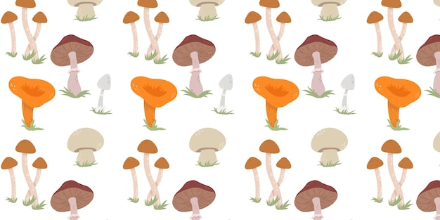 Seamless pattern with mushroom.