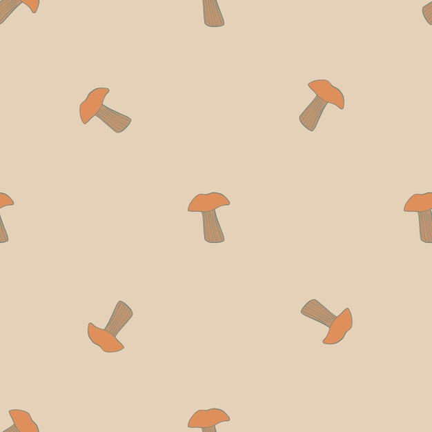 Бесшовный рисунок с грибами Фон из лесных осенних овощей в стиле каракулей Повторяющаяся текстура дизайна для печати ткани, обертывающей обои, векторная иллюстрация