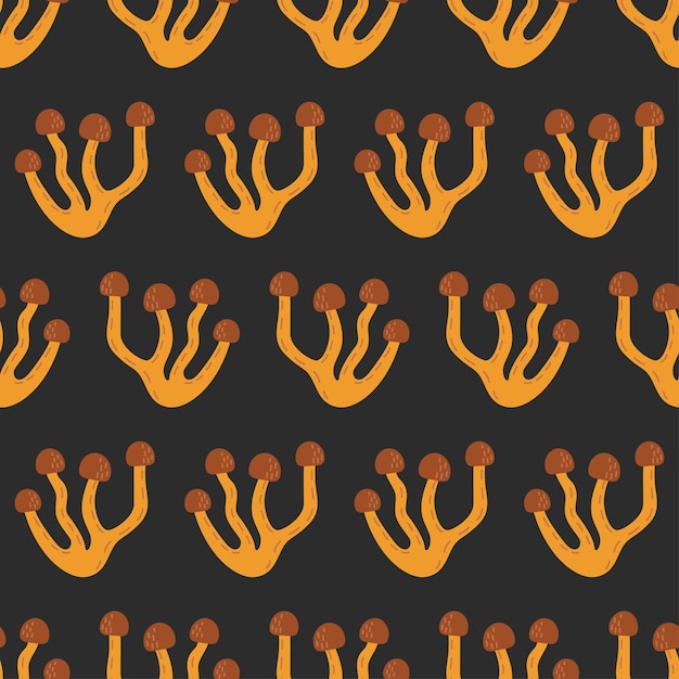 seamless pattern with mushrooms of honeydew edible mushroom repeating background vector
