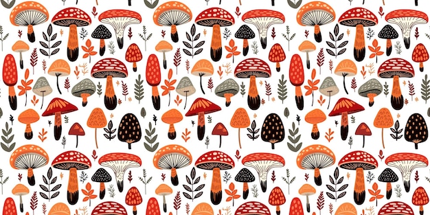 Seamless pattern with mushrooms vector illustration