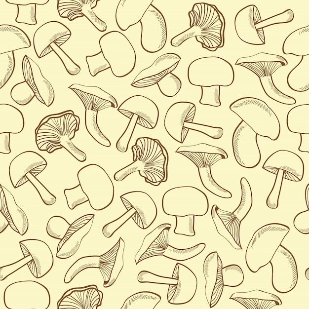 Seamless pattern with mushrooms