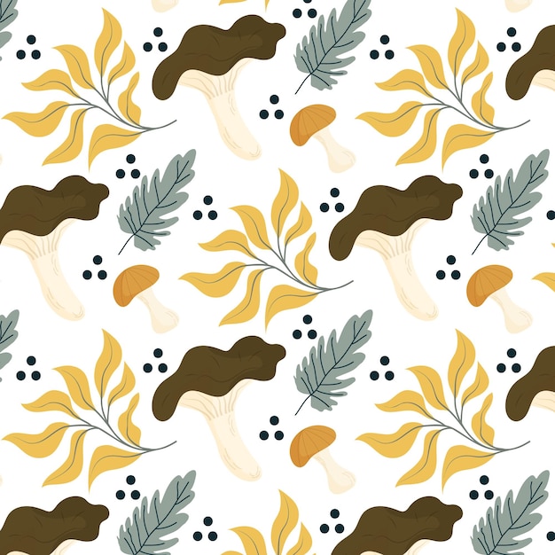 Seamless pattern with mushrooms