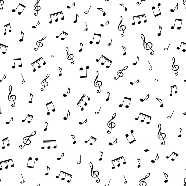 Vector seamless pattern with musical notes on a white background