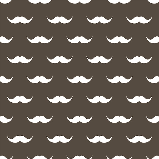 Seamless pattern with mustache silhouette Vintage retro background with mustaches Facial hair hipster beard Vector illustration