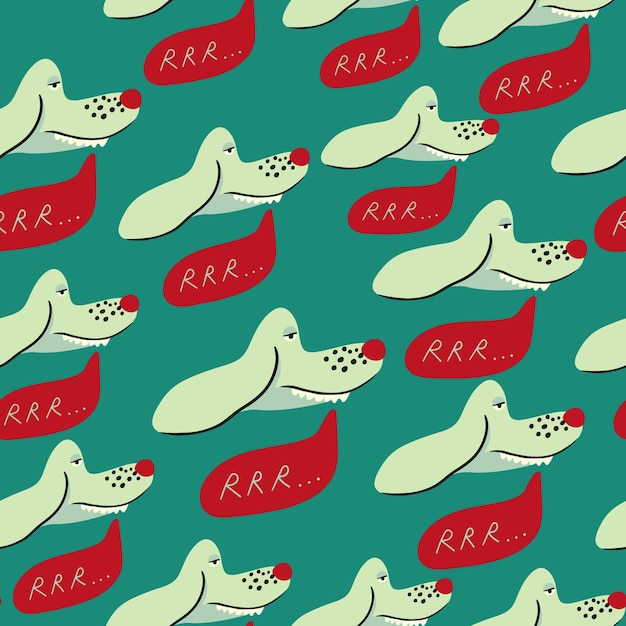 seamless pattern with muzzles of dogs in flat style pattern with the head of a stylized dog