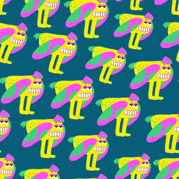 seamless pattern with muzzles of dogs in flat style pattern with the head of a stylized dog