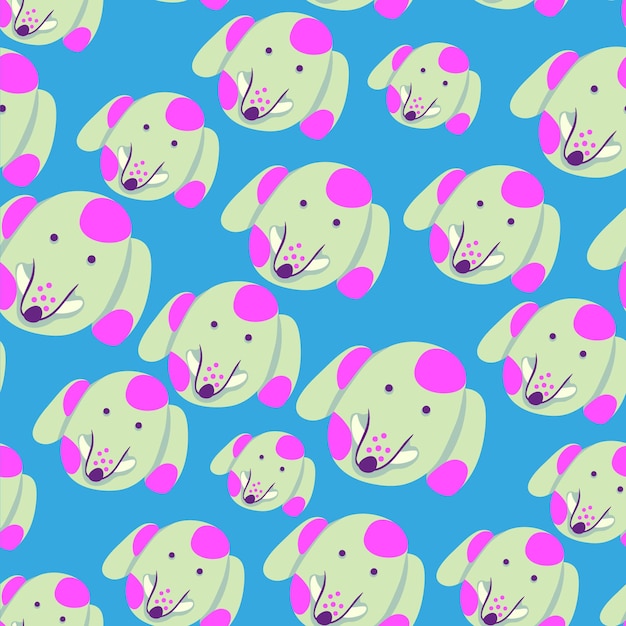 seamless pattern with muzzles of dogs in flat style pattern with the head of a stylized dog