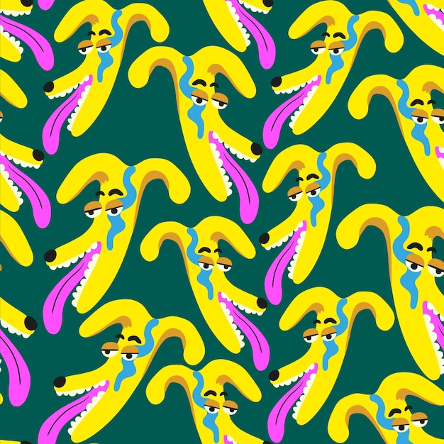 seamless pattern with muzzles of dogs in flat style pattern with the head of a stylized dog