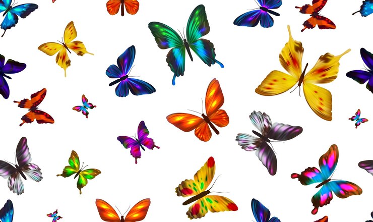 Vector seamless pattern with natural colorful butterflies butterfly wings