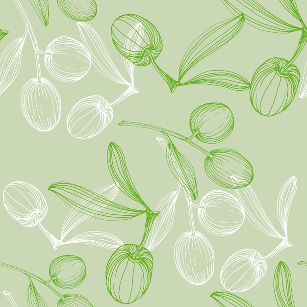 Seamless pattern with olive branch