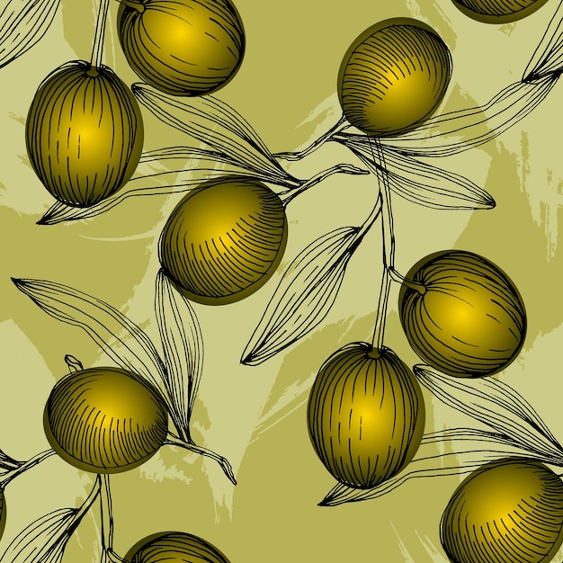 Seamless pattern with olive branch