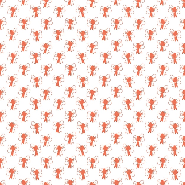Seamless pattern with one bow on white background3 Doodle vector color illustration