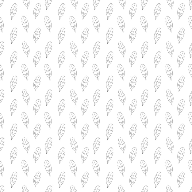 Seamless pattern with one magic feathers2 Doodle black and white vector illustration