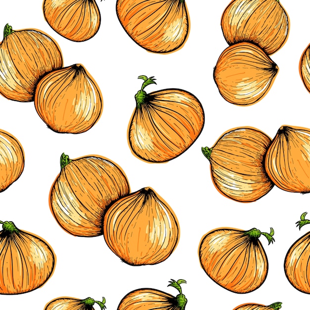 Seamless pattern with onions 