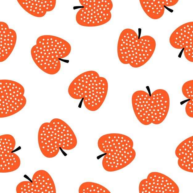 Seamless pattern with orange apples with dots