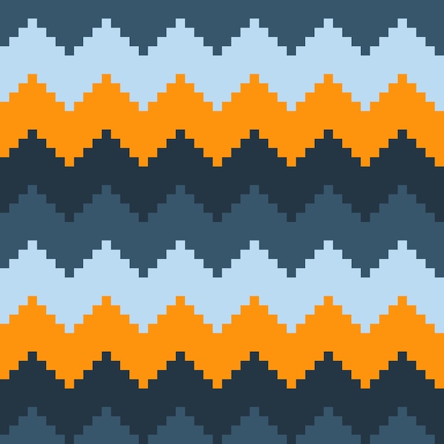 Seamless pattern with orange and blue chevron