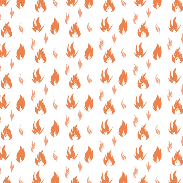 Vector seamless pattern with orange fire on a white background
