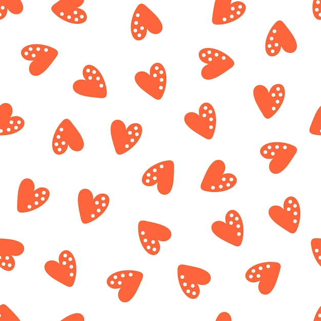 Seamless pattern with orange hearts.
