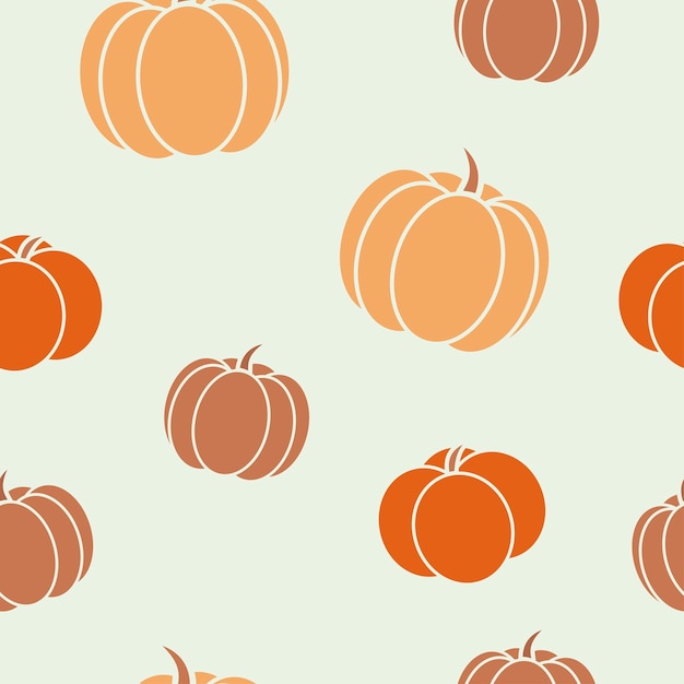 Seamless pattern with orange pumpkins on beige background. Illustration can be used as print on text