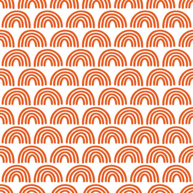 Vector seamless pattern with orange rainbows