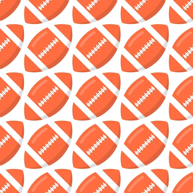 Seamless pattern with orange rugby or american football balls flat style design vector illustration