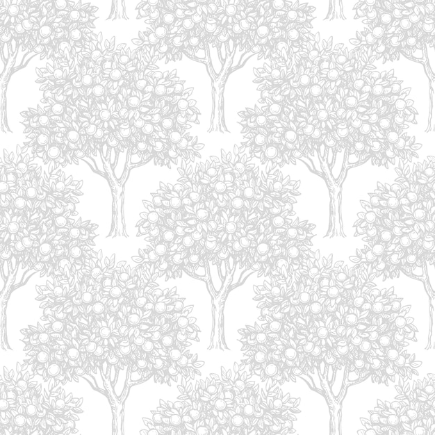 Seamless pattern with orange trees.