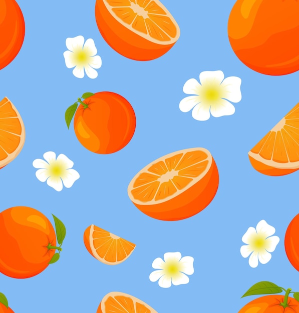 Seamless pattern with orange.Tropical fruit.