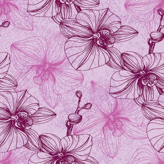 Seamless pattern with orchid branch