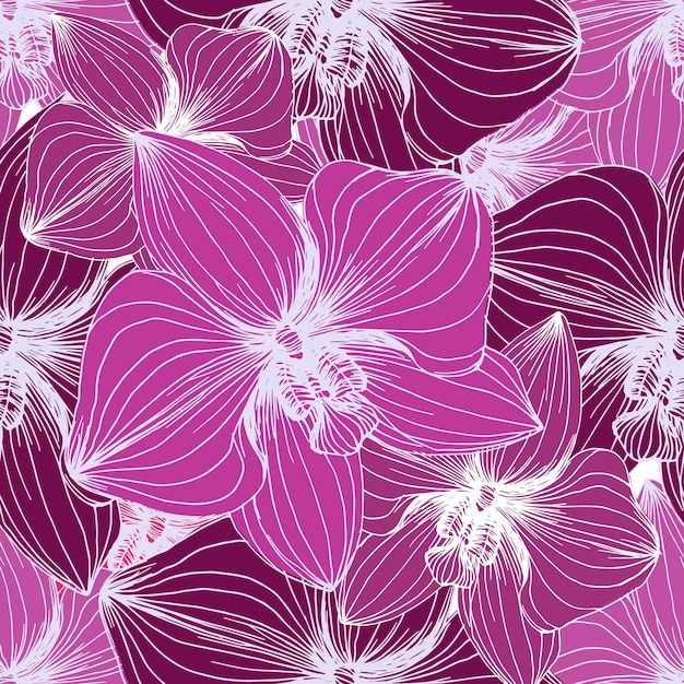 Vector seamless pattern with orchid branch