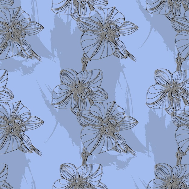 Seamless pattern with orchid branch