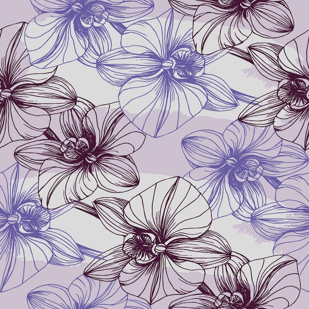 Seamless pattern with orchid branch