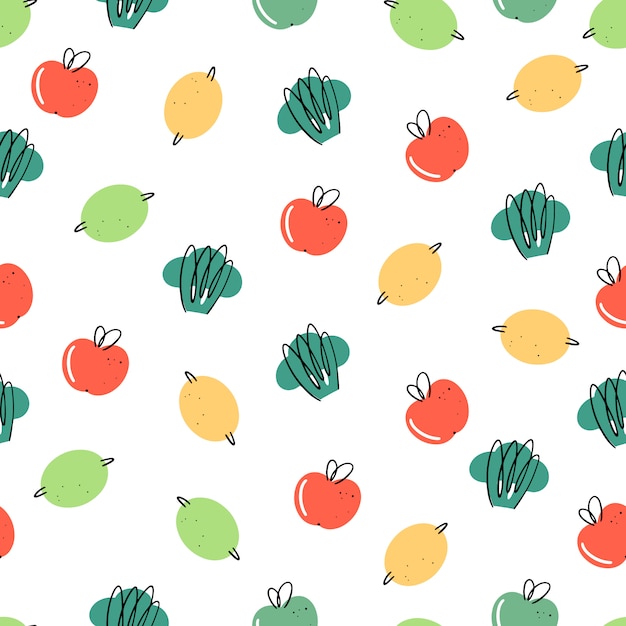 seamless pattern with organic products. Doodle style