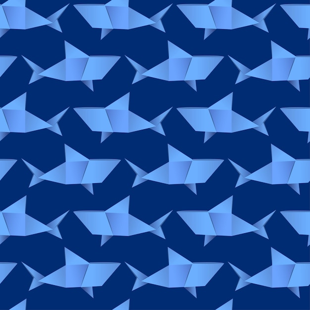 Seamless pattern with origami sharks vector illustration for fabric print clothing wrapping