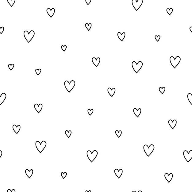 Seamless pattern with outline hearts