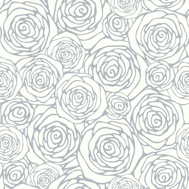 Seamless pattern with outline roses