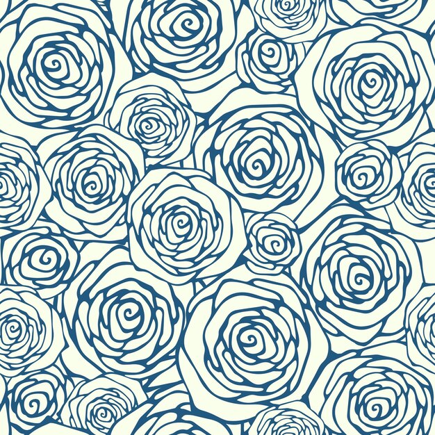 Seamless pattern with outline roses