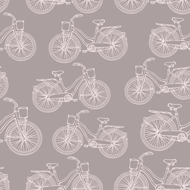 Бесшовный рисунок с очертаниями старинных велосипедов