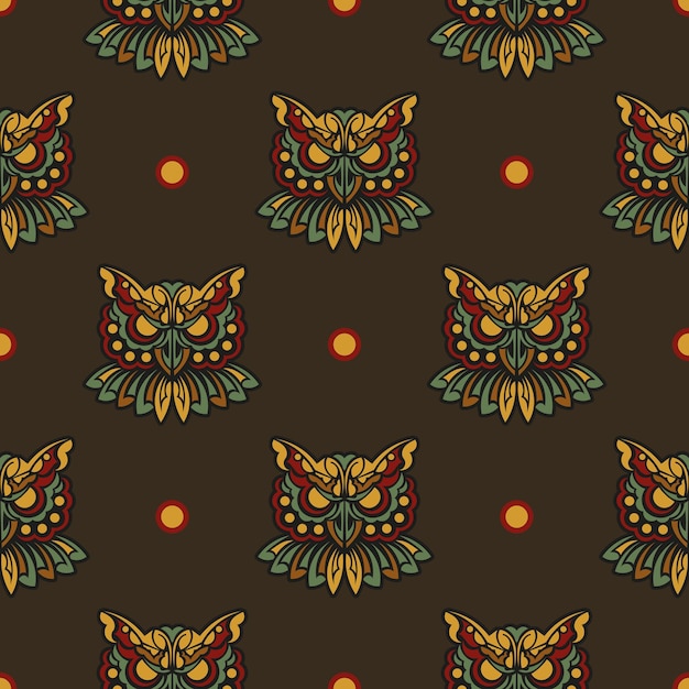 Seamless pattern with owls in the colors of the baroque style Good for backgrounds prints apparel and textiles Vector illustration